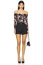 view 5 of 5 Peonie Off Shoulder Bodysuit in Black Multi Vintage Oil Flower