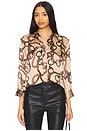 view 1 of 4 Dani 3/4 Sleeve Blouse in Almond & Brown Oversized Chain