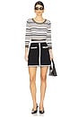 view 4 of 4 Yukio Striped Crop Crew Top in White, Black, & Gold Stripe