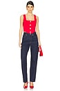 view 4 of 5 Saga Knit Corset Top in Scarlet Red & Gold