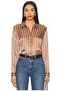 view 1 of 4 Tyler Blouse in Chocolate Malt & Ecru Stripe
