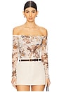 view 1 of 5 Peonie Off Shoulder Bodysuit in Ecru Tapestry Jungle