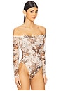 view 3 of 5 Peonie Off Shoulder Bodysuit in Ecru Tapestry Jungle