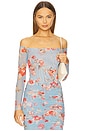view 1 of 5 Peonie Off Shoulder Bodysuit in Light Blue Tapestry Floral