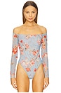 view 2 of 5 Peonie Off Shoulder Bodysuit in Light Blue Tapestry Floral