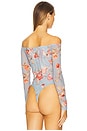 view 4 of 5 Peonie Off Shoulder Bodysuit in Light Blue Tapestry Floral