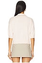 view 3 of 5 Masaki Short Sleeve Collared Sweater in Parchment & Cappuccino Gold