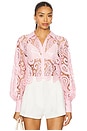 view 1 of 4 Odelia Crop Button Down Top in Blush