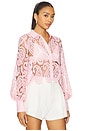 view 2 of 4 Odelia Crop Button Down Top in Blush