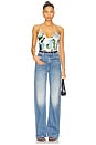 view 4 of 4 Lexi Camisole Top in Ivory & Light Blue Hydrangea