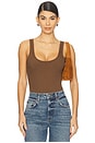 view 1 of 5 Nica Scoop Neck Tank Bodysuit in Sequoia Brown