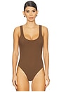 view 2 of 5 Nica Scoop Neck Tank Bodysuit in Sequoia Brown