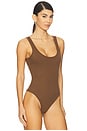 view 3 of 5 Nica Scoop Neck Tank Bodysuit in Sequoia Brown