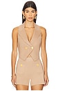 view 1 of 4 Zadie Knit Vest in Dark Cappuccino & Gold
