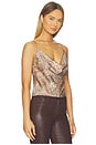view 2 of 4 Calista Cowl Neck Cami Top in Brown & Blue Valencia Leopard