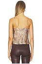 view 3 of 4 Calista Cowl Neck Cami Top in Brown & Blue Valencia Leopard