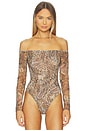 view 2 of 5 Peonie Bodysuit in Brown & Blue Valencia Leopard