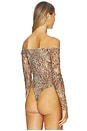 view 4 of 5 Peonie Bodysuit in Brown & Blue Valencia Leopard