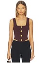 view 1 of 4 Saga Square Neck Knit Corset in Chocolate & Gold