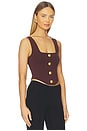 view 2 of 4 Saga Square Neck Knit Corset in Chocolate & Gold