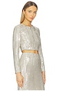view 2 of 5 TOP MANCHES LONGUES À SEQUINS ROGAN in Silver Sequin Swirl