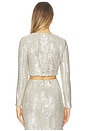 view 3 of 5 TOP MANCHES LONGUES À SEQUINS ROGAN in Silver Sequin Swirl