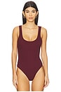 view 2 of 5 Nica Scoop Neck Tank Bodysuit in Dark Port