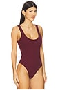 view 3 of 5 Nica Scoop Neck Tank Bodysuit in Dark Port