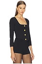 view 2 of 4 Sasha 3/4 Knit Corset Top in Black & Gold