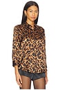 view 2 of 4 Dani 3/4 Sleeve Blouse in Brown Multi Amur Leopard
