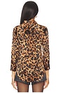 view 3 of 4 Dani 3/4 Sleeve Blouse in Brown Multi Amur Leopard