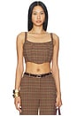 view 1 of 4 Tiffany Corset Top in Brown Multi Houndstooth