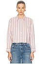 view 1 of 4 Cosette Crop Hi Low Shirt in Pale Rose Stripe