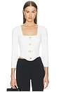 view 1 of 4 Sasha 3/4 Knit Corset Top in Ivory & Gold