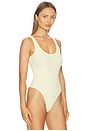 view 3 of 5 Nica Scoop Neck Tank Bodysuit in Lemon Sorbet