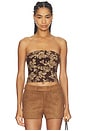 view 1 of 4 Paulette Strapless Corset Top in Brown Floral Tapestry