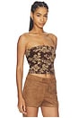 view 2 of 4 Paulette Strapless Corset Top in Brown Floral Tapestry