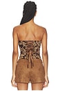 view 3 of 4 Paulette Strapless Corset Top in Brown Floral Tapestry