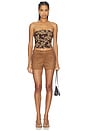 view 4 of 4 Paulette Strapless Corset Top in Brown Floral Tapestry