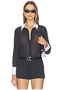 view 1 of 5 Sona Polplin Collar Blouse in Black & White Polka Dot