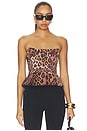 view 1 of 4 Mirella Corset Peplum Top in Tan Multi Java Leopard