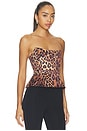 view 2 of 4 Mirella Corset Peplum Top in Tan Multi Java Leopard