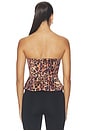 view 4 of 4 Mirella Corset Peplum Top in Tan Multi Java Leopard
