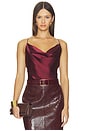 view 1 of 4 Calista Cowl Neck Cami Top in Merlot Red