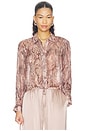 view 1 of 4 Cosette Crop Hi Low Shirt in Western Snake Print
