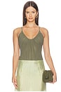 view 1 of 5 Gelina Ruched Bodysuit in Smokey Olive