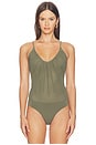 view 2 of 5 Gelina Ruched Bodysuit in Smokey Olive