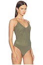 view 3 of 5 Gelina Ruched Bodysuit in Smokey Olive