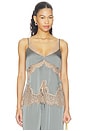 view 1 of 4 Mitsu Lace Trim Cami in Smokey Olive & Praline