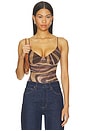 view 1 of 5 Elowen Underwire Bodysuit in Sepia Brown Multi Abstract Swirl